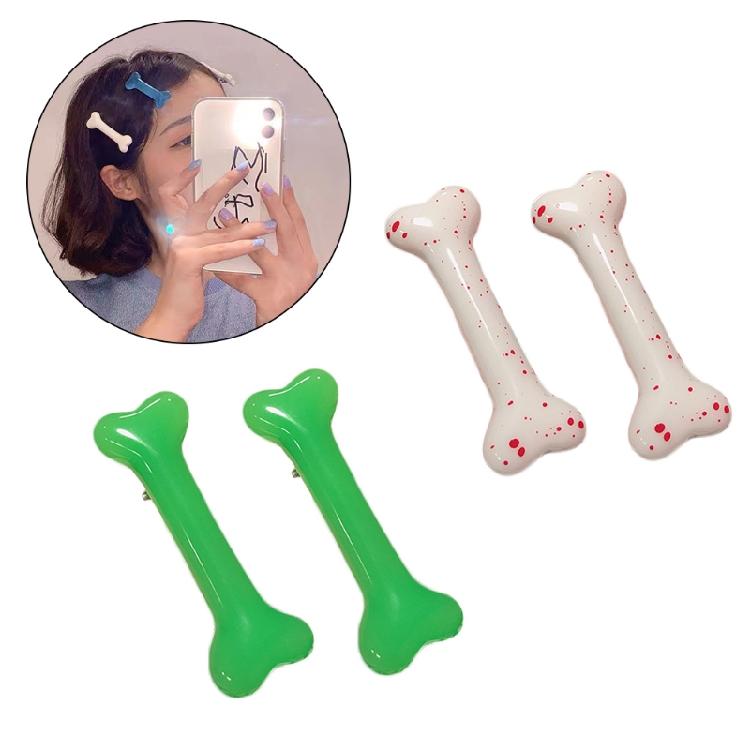 Dog Bone Hairpin Gothic Duckbill Side Clips Halloween Barrette Bangs Costume