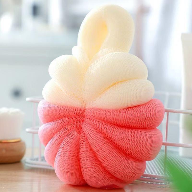 Large, Two-tone, Minimalist Pumpkin-shaped Bath Ball, Super Soft And Foaming Bath Ball That Won t Irritate Your Skin.