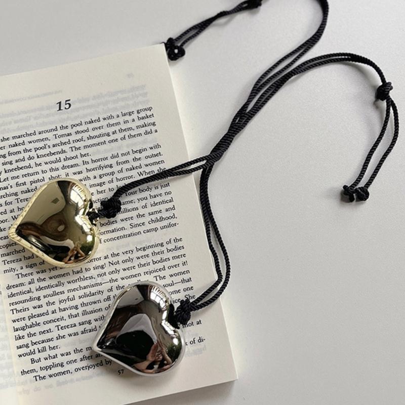 Korean Style Rope Neck Chain Necklace For Women Charm Metal Heart Pendant Collar Chain Choker Fashion Party Jewelry