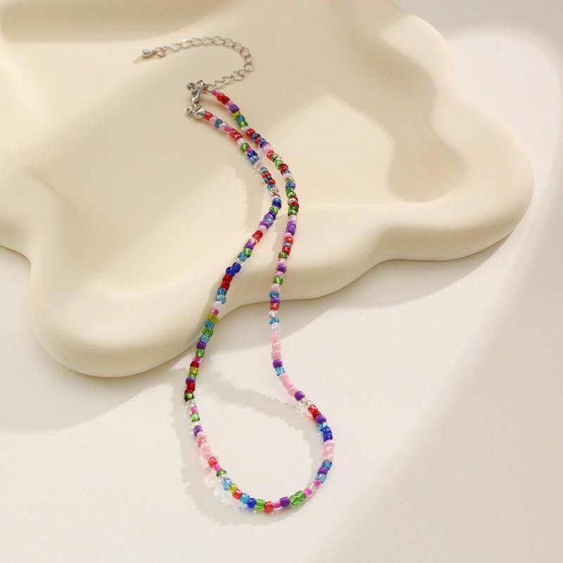 Neue Dopamin-Bonbonfarbe Reiskorn-Halskette, Böhmische Handgemachte Perlen-Halskette Schmuckzubehör