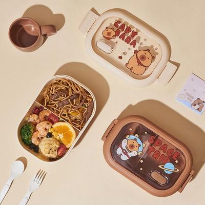 Boîte à déjeuner Capybara Mignonne Grille 1320ml Grande Capacité Boîte de Rangement Alimentaire Portable Anti-Fuite Boîte Fraîcheur pour Pique-Nique en Plein Air École