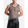 Men's Casual Hollow-out Vest Sexy Men's Clothing Summer New Sequined Flashing Woven Mesh Sleeveless Vest Top Fashion