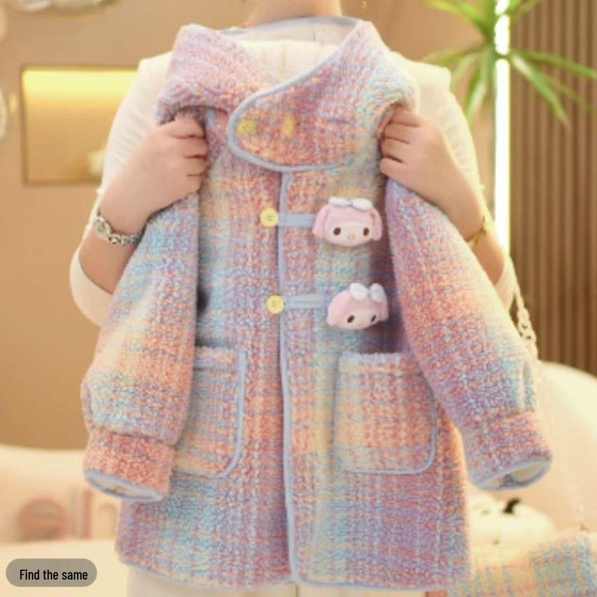 

Melody 2025 Girls’ Fleece Sweater - Korean Style Thickened Winter Coat