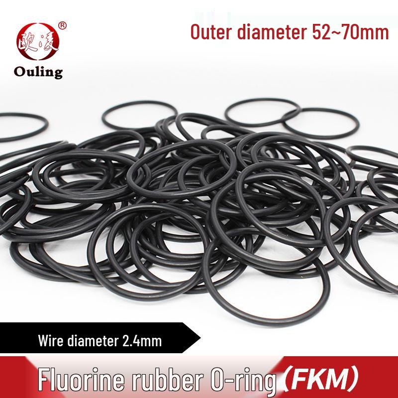 Black Fluororubber O-ring, OD: 52-70mm, Wire Dia: 2.4mm Outer diameter 52, 1 piece