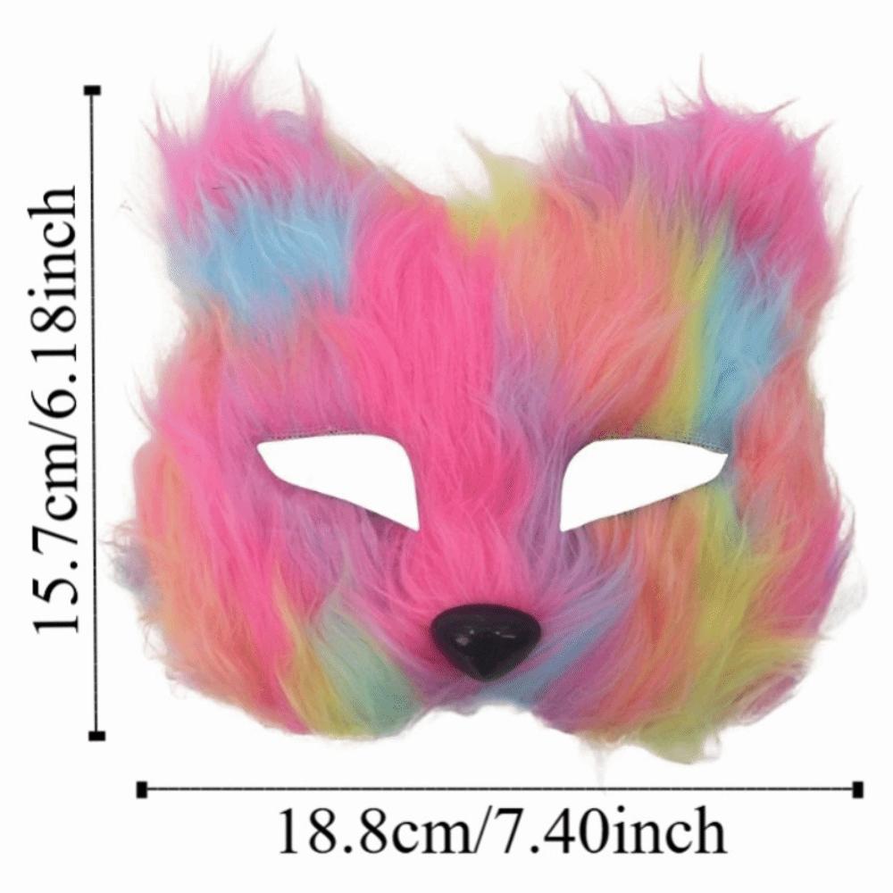 Cartoon Half Face Mask Animal Halloween Plush Masks Funny Eye Mask  Costume Party Supplies
