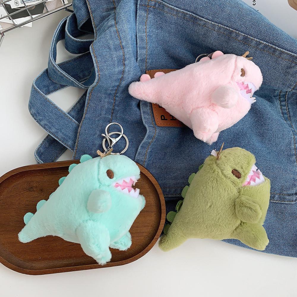 Adorable Plush Dinosaur Keychain Toy In Lake Blue Olive Pink Soft And Fluffy