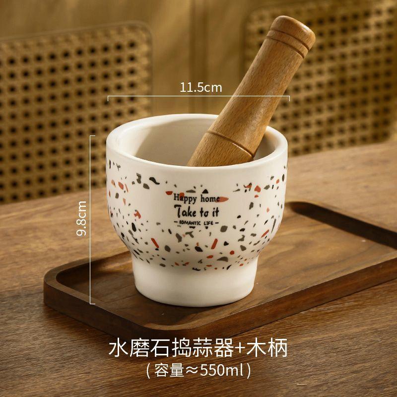 Ceramic garlic mortar garlic crusher garlic garlic masher household grinding mortar stone mortar garlic mortar manual garlic jar
