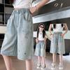 Girls' Stylish Denim Shorts Summer Clothes Children's Pants Summer Thin Jean Casual Five Quarter Pants