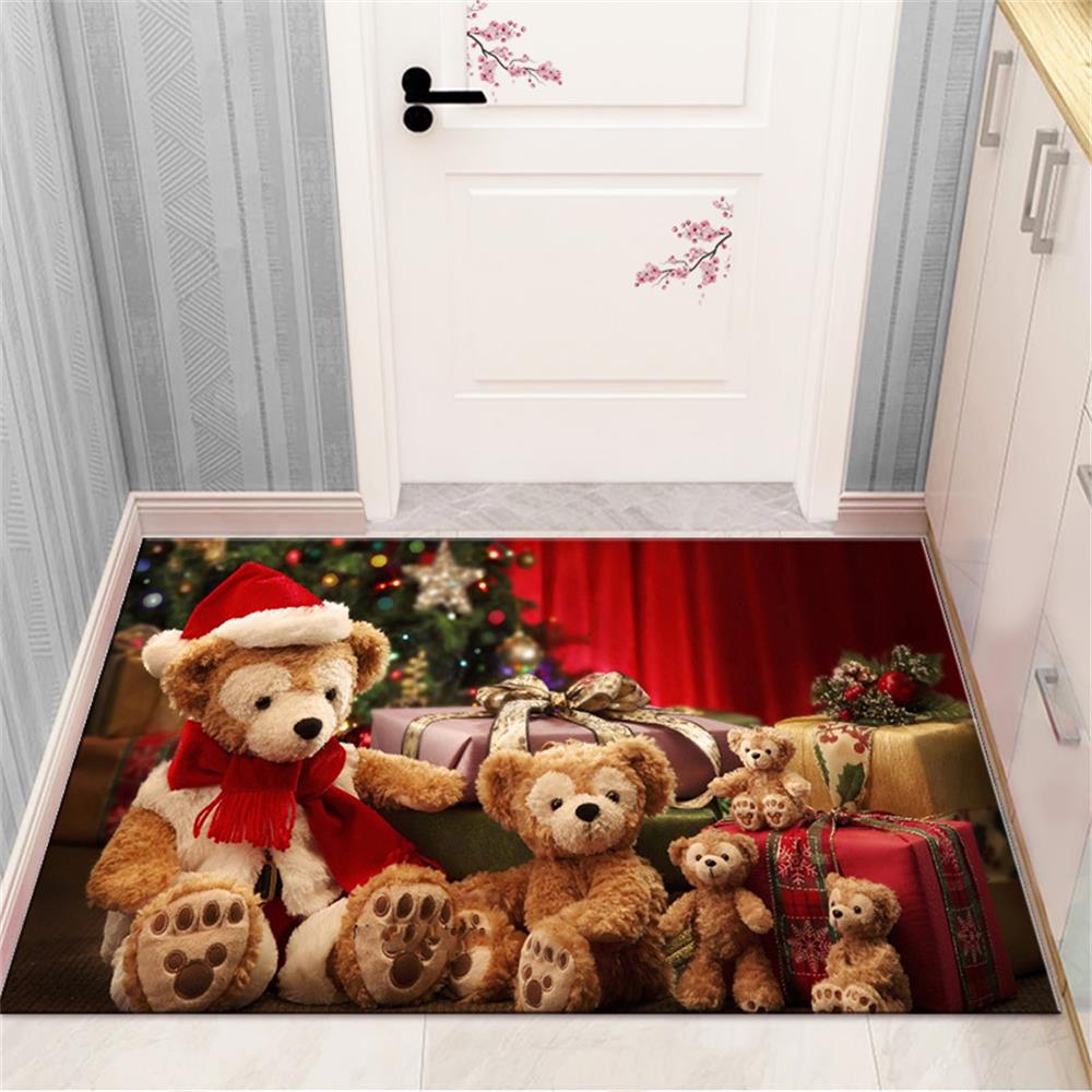 Merry Christmas and New Year Home Decoration Entrance Door Mat Balcony Corridor Living Room Bedroom Bathroom Anti-Slip Floor Mat