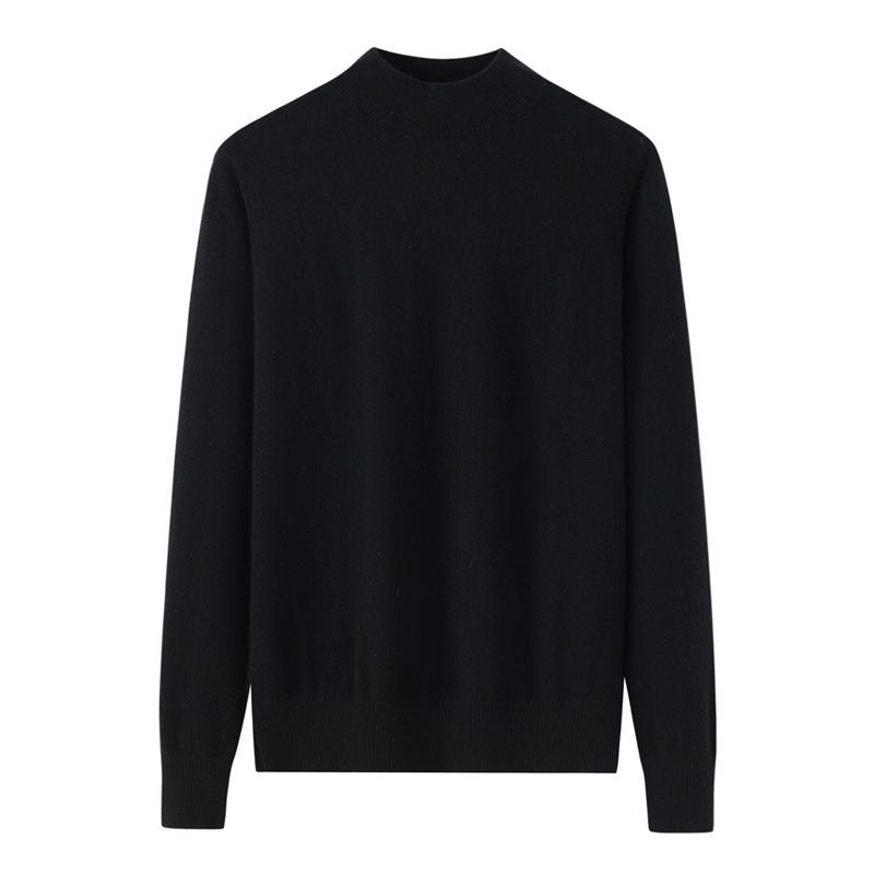 Women's Urban Style Pure Cashmere Slim-Fit Winter Knit Sweater with Half-High Neck