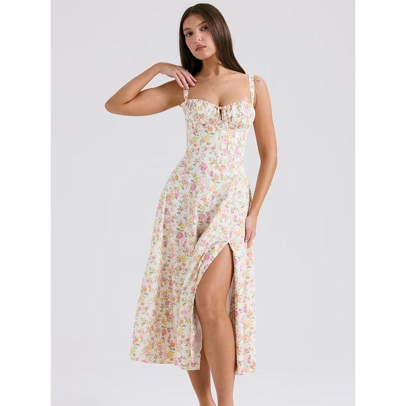 House of French Pastoral Sling Dress Drawstring