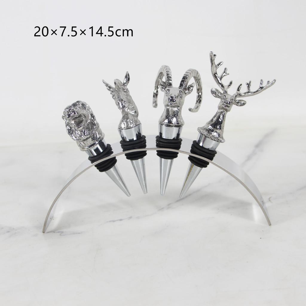 Metal Wine Stopper Silver Animal Head Sealing Plug Simulated Deer Sculpture Champagne Bottle Stopper Home Accessories