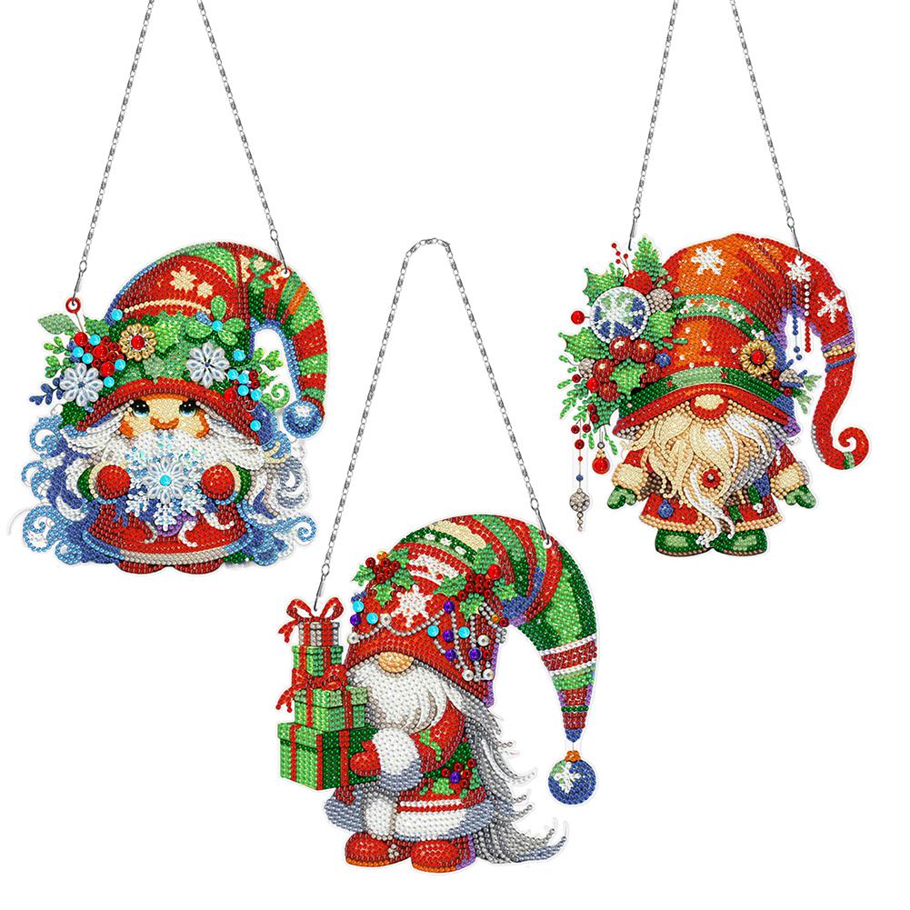 3Pcs Acrylic Christmas Snowflake Diamond Painting Hanging Pendant Rhinestone Diamond Art Pendants DIY Diamond Art Pendant Kit