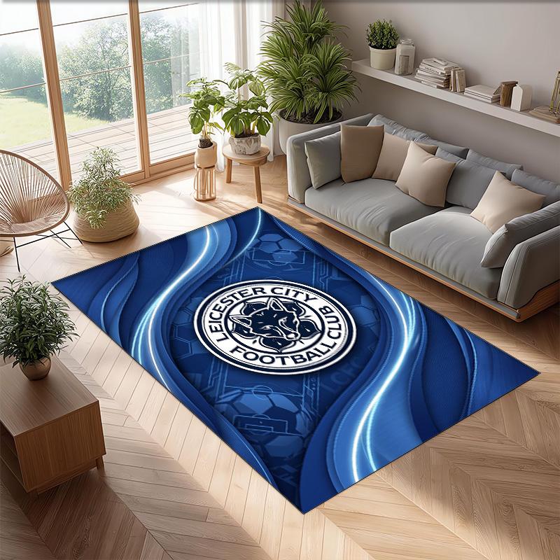 Tappeto in Velluto di Cristallo con Stampa del Leicester City Football, Comodo Assorbente d'Acqua Antiscivolo Tappeto per Pavimenti Interni