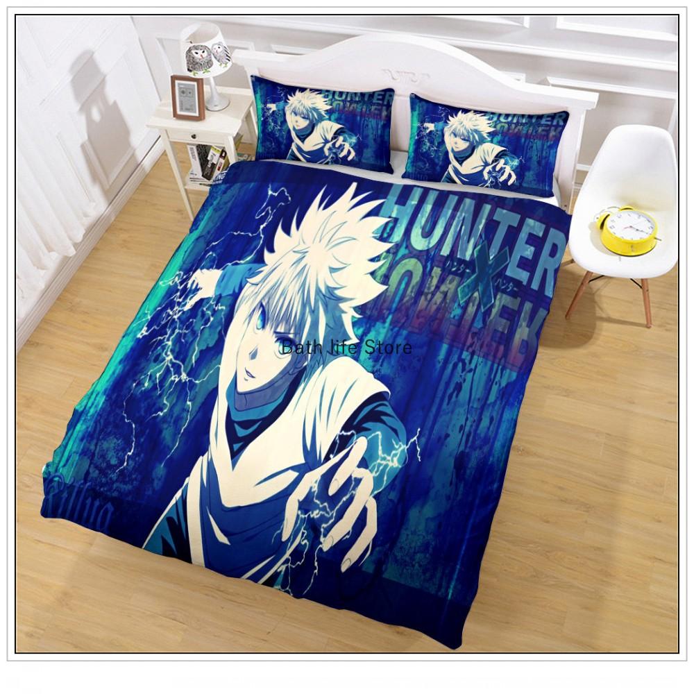 3D-Druck Anime Hunter X Hunter Bettwäsche-Set Hisoka Killua Zoldyck Charakter Cartoon Bettbezug-Set 2/3 Teile Geschenk für Kinder Jungen
