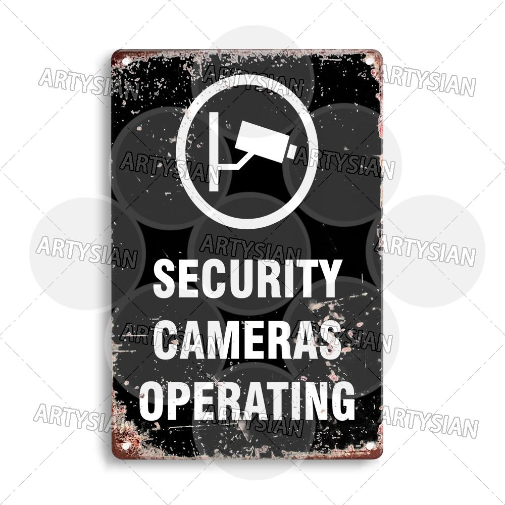 Surveillance Warning CCTV Camera Metal Sign Video Monitoring Alert Plaque Crime Prevention Facility Shop Security Poster