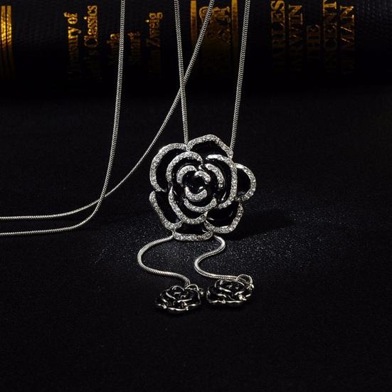 Mulheres Camisola Corrente Rosa Pingente Strass Borla Decoração Liga Roupas Jóias Namoro Baile Festa Decoração Gargantilha Colar