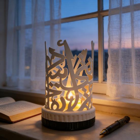 Ramadan Candle Holder Retro Arabic Style Black Iron Tealight Holder with Islamic Engraving for Eid Home Table Mantel Decor