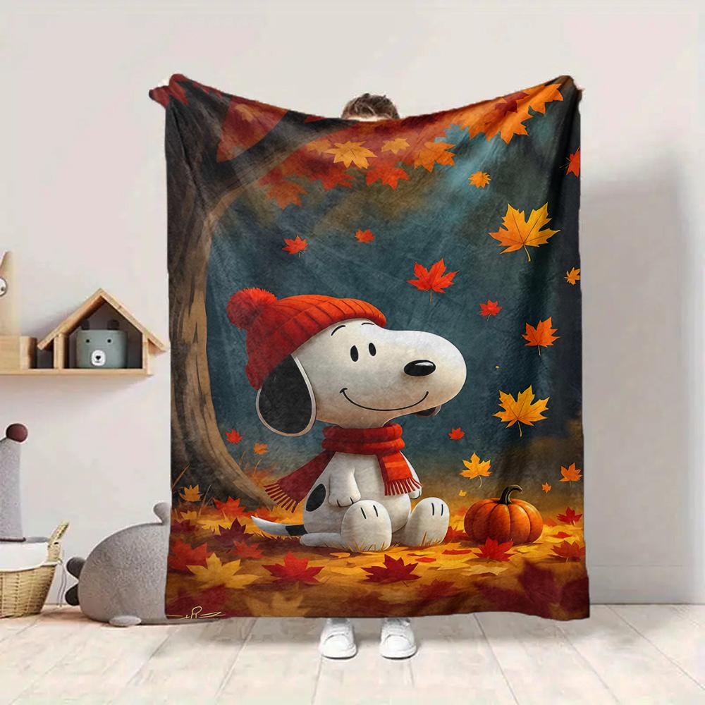 1Pc Halloween Snoopy Pumpkin Night Blanket Soft And Comfortable Casual Warm Camping Travel Christmas Halloween Gift M917102
