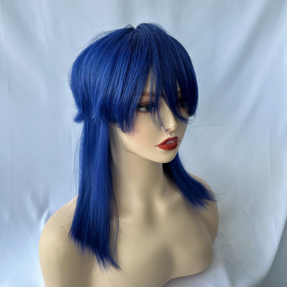 Heat Resistant Mullet Head Wigs with Bangs Straight Anime Men Wigs Long Cosplay Wig Party
