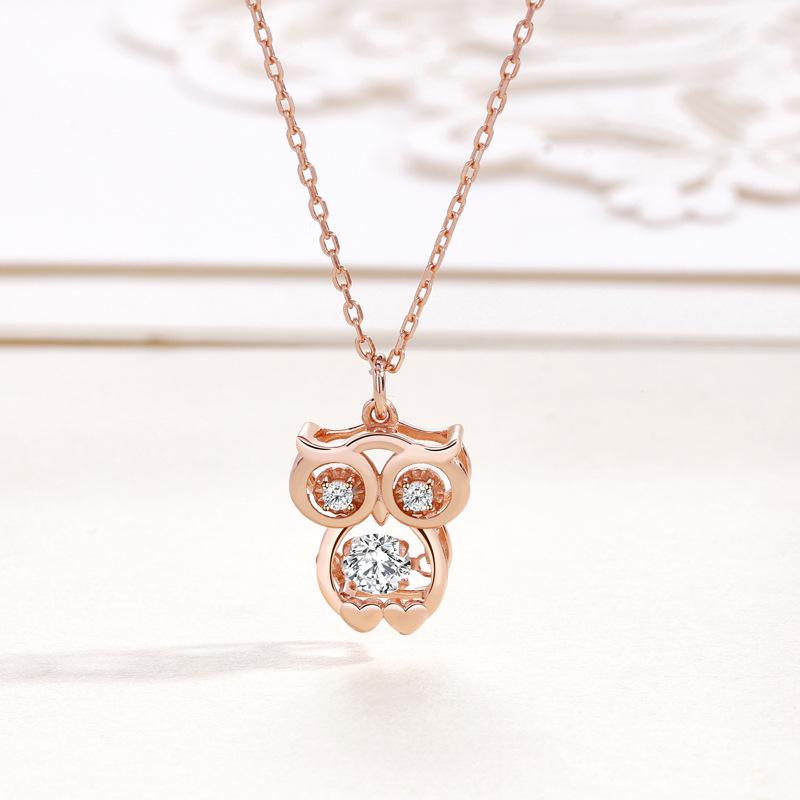 925 Sterling Silver Owl Necklace - Fashionable, Cute, Versatile Clavicle Chain for Women 925 Silver розового золота