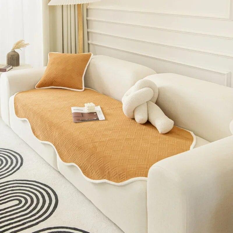 Nordic Irregular Shaped Sofa Mat Four Seasons Universal Sofa Towel Solid Color Thick Couch Cover for Living Room Sofa Decor