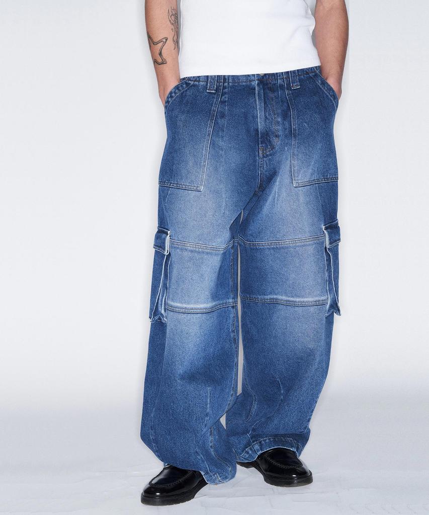 Peulomaleul Wide Fatigue Denim Pants / Blue