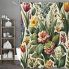 Spring Flower and Leaf Plant Shower Curtain, Bathroom Decorative Shower Curtain, Waterproof Shower Curtain with Hooks