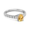 Citrine White Accented Band Design Ring- 925 Sterling Silver