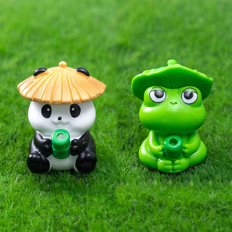 Resin Fishing Frog Statue Pond Angler Mini Panda Figurine Garden Ornament for Outdoor Landscape Aquarium Fish Tank Decoration