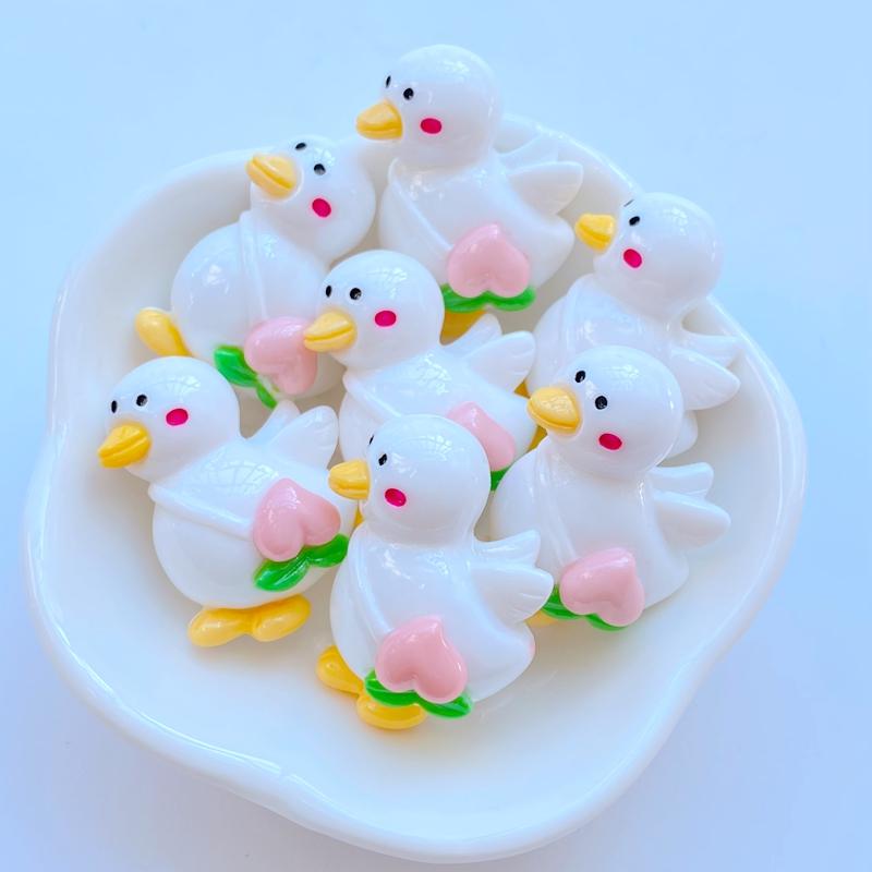 

10Pcs New Cute Resin Mini Cartoon Duck Series Flat Back Fit Phone Deco Parts DIY Embellishments for Hair Bows Accessories