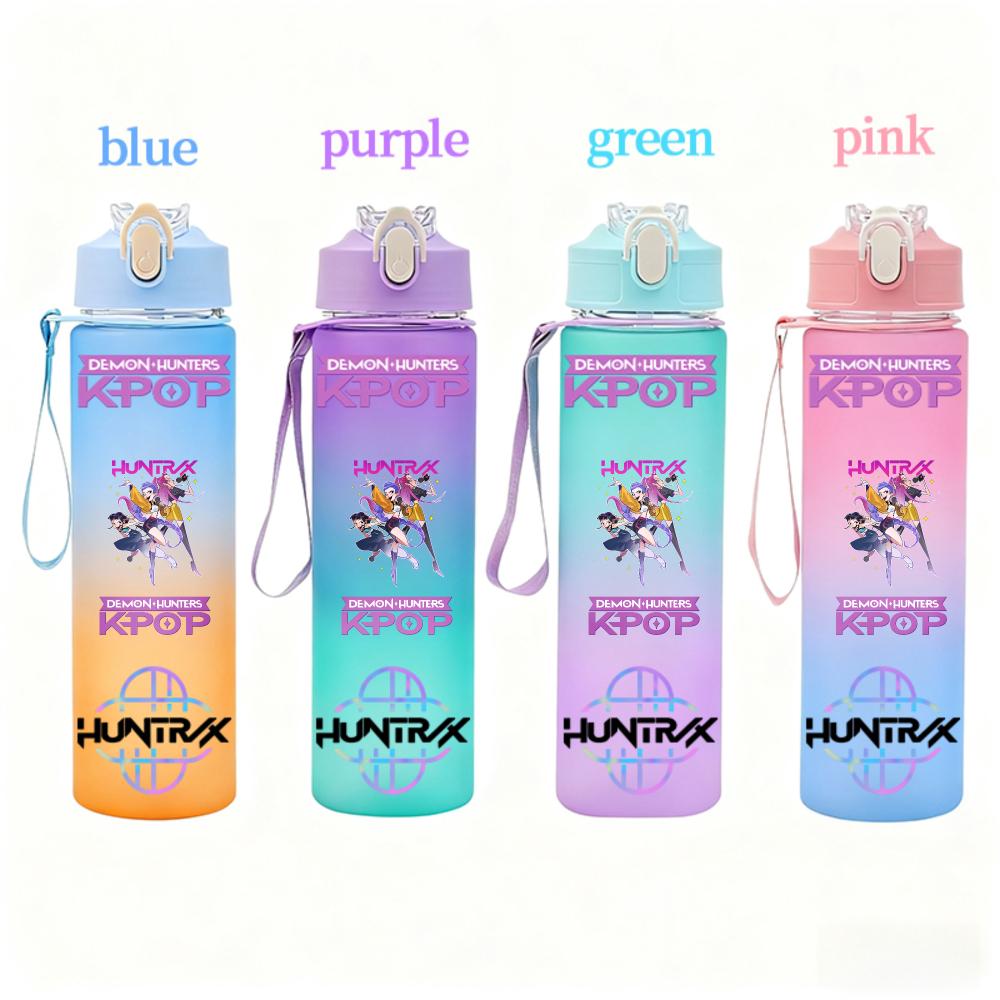 KPop Demon Hunters Gradient Water Bottles Student Adult Drinking Cup Portable High-capacity Outdoor Drink Bottle Gift 750ML Kid Friendly Entertaining