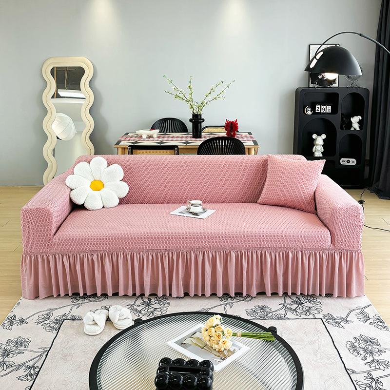High End Skirted Sofa Cover for Home Use All Season Universal Elastic Anti Slip Sofa Cushion Cover with A Cloth Cover