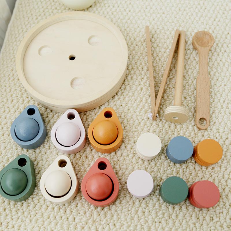 Children Parish Montessori Sensory Wooden Toys Sorting Ball Cup Coins Fine Motor Training Matching Games Early Educational Toys