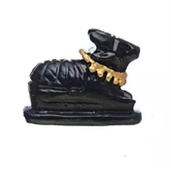 Black Polyresin Small Size Nandi Ji Maharaj Bull Statue Idol Murti For Home Shivling Puja Pooja Vastu Car Dashboard, Fantasy, 7.5 Cm, 3 Cm