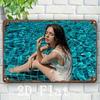 Vintage Metal Wall Art Sexy Bikini Model Pond Poster - Heavy Duty Pre-Drilled Waterproof 8x12 Inch Retro Decor for Home Bar Offi