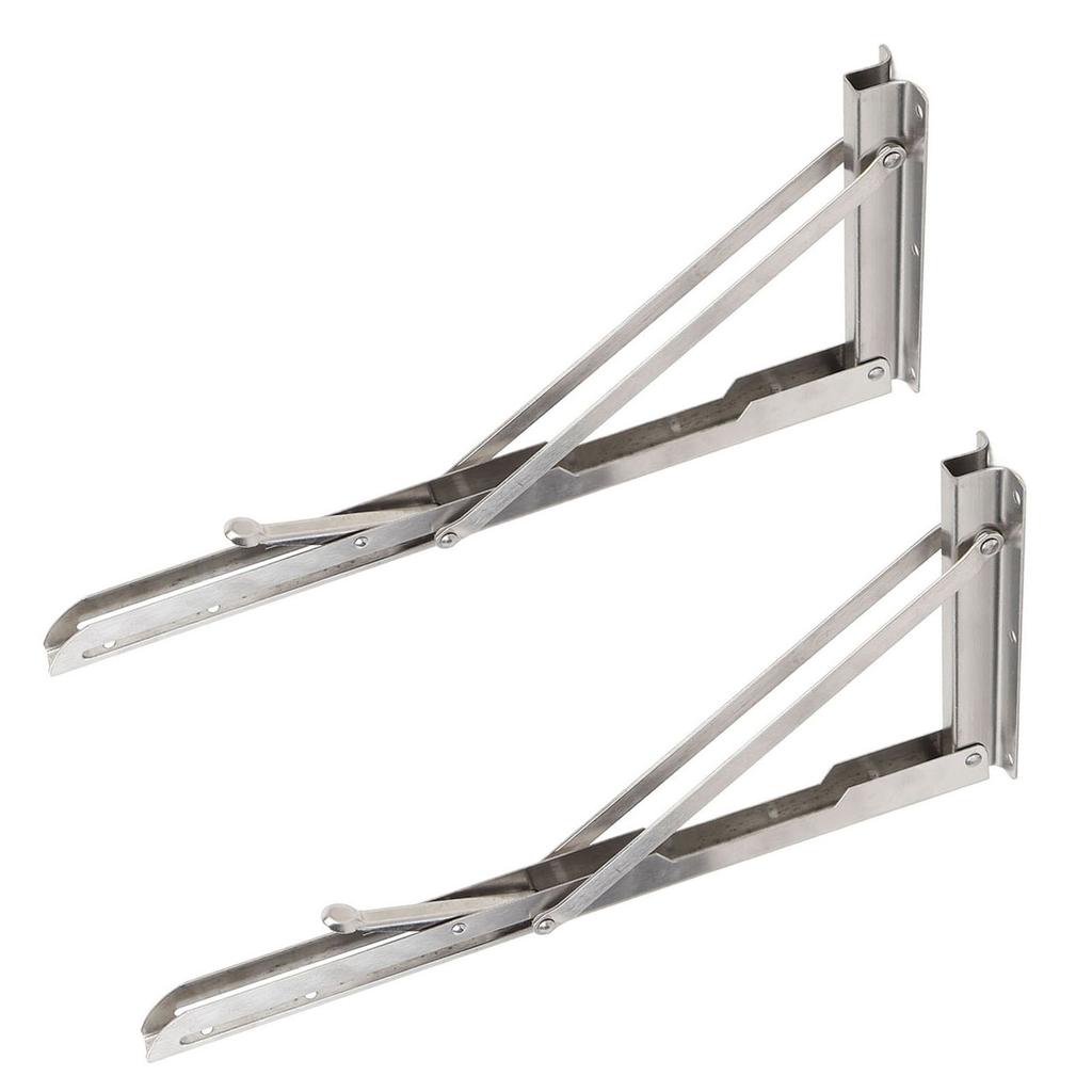 Folding Bench Table Wall Shelf 15.6 Inch Heavy Duty Stainless Steel Wall Mounted Shelf Hinge Bracket for Bench Table