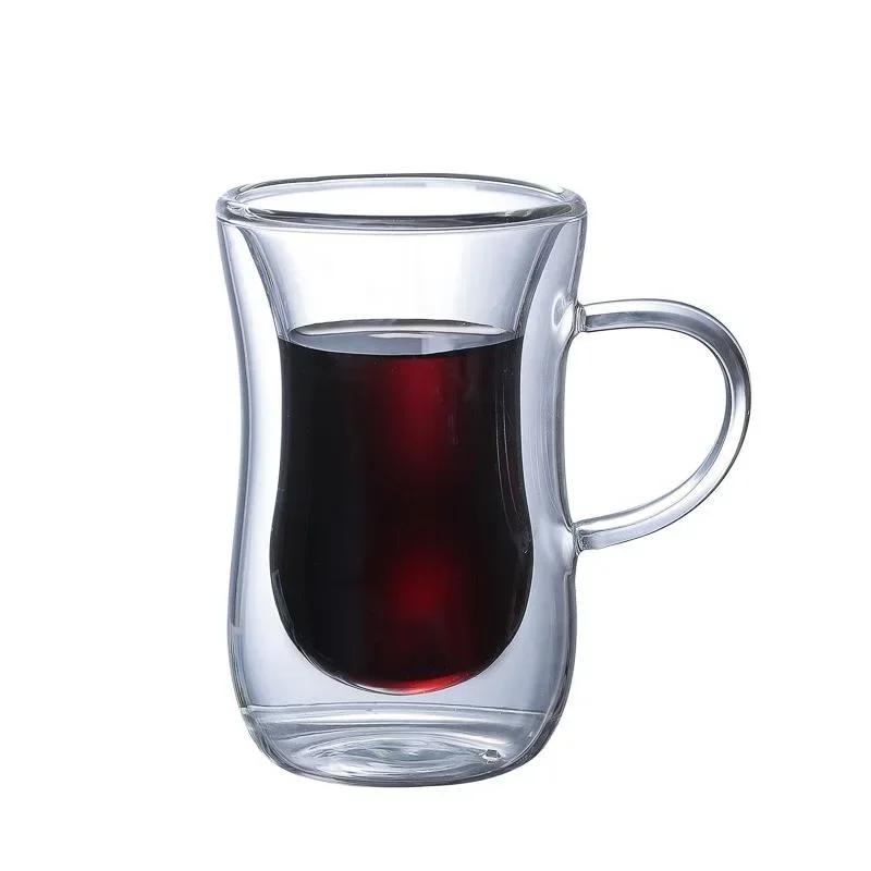 Heat-Resistant Double Wall Glass Cup Beer Coffee Cup Handmade Beer Tumbler Mug Tea Juice Whiskey Mugs Transparent Drinkware