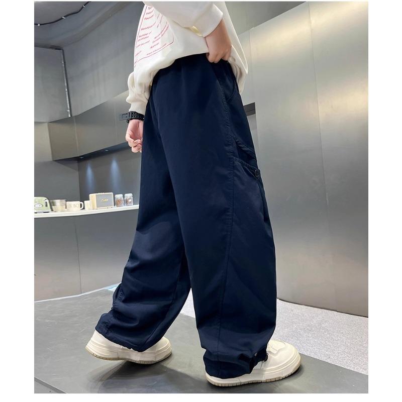 Boys Big Kids Casual Straight Wide Leg Cargo Long Pants