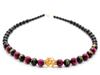 [Seki-Kira] 4A Pink Tiger Eye, Sanskrit Onyx, Gold Carved Dragon Crystal, 18mm Prayer Beads Necklace, Natural Stone, 065