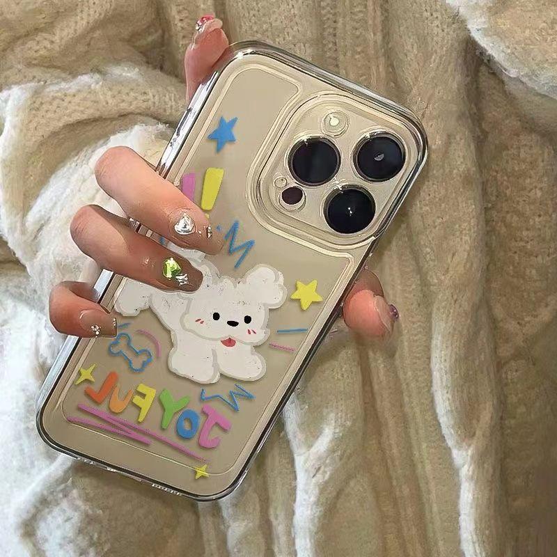Applicable to Apple 11 soft case mobile phone case letter little white dog 11/11promax cartoon xs/xr transparent 1p