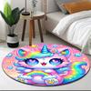 1pc Cartoon Cute Fantasy Unicorn Round Carpet Painted Printed Circular Carpet, Home Door Mat, Outdoor Travel Protection Carpet