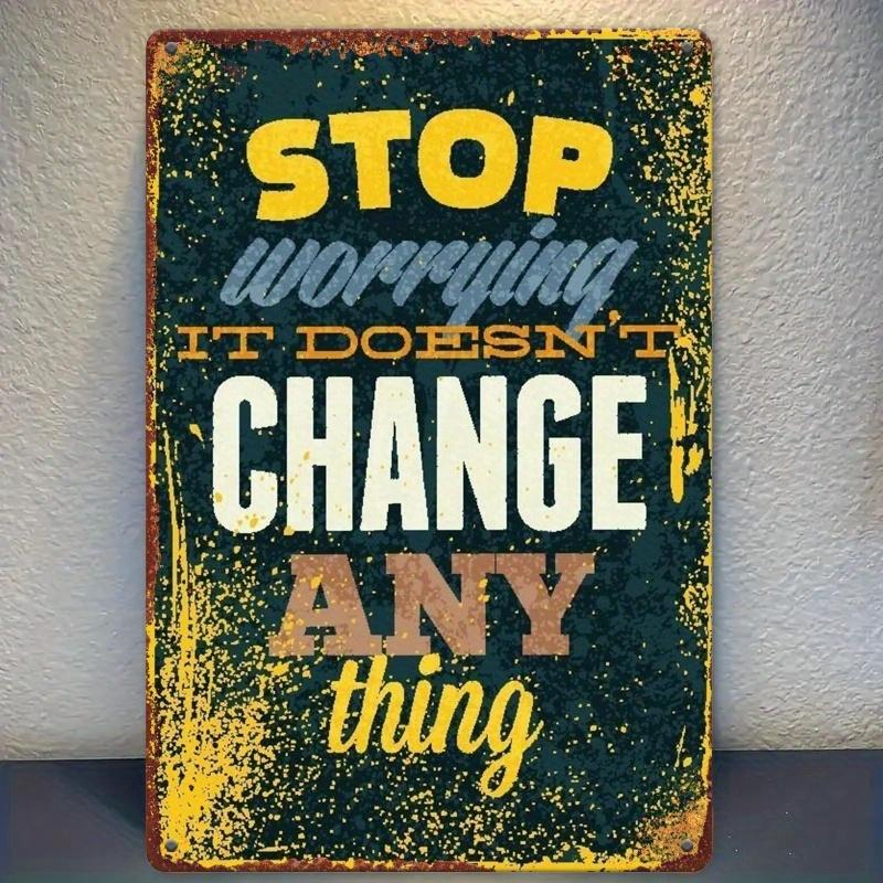 Pc Stop Worrying Metal Wall Sign X Inch Rustic Tin Plaque Farmhouse Home Decor