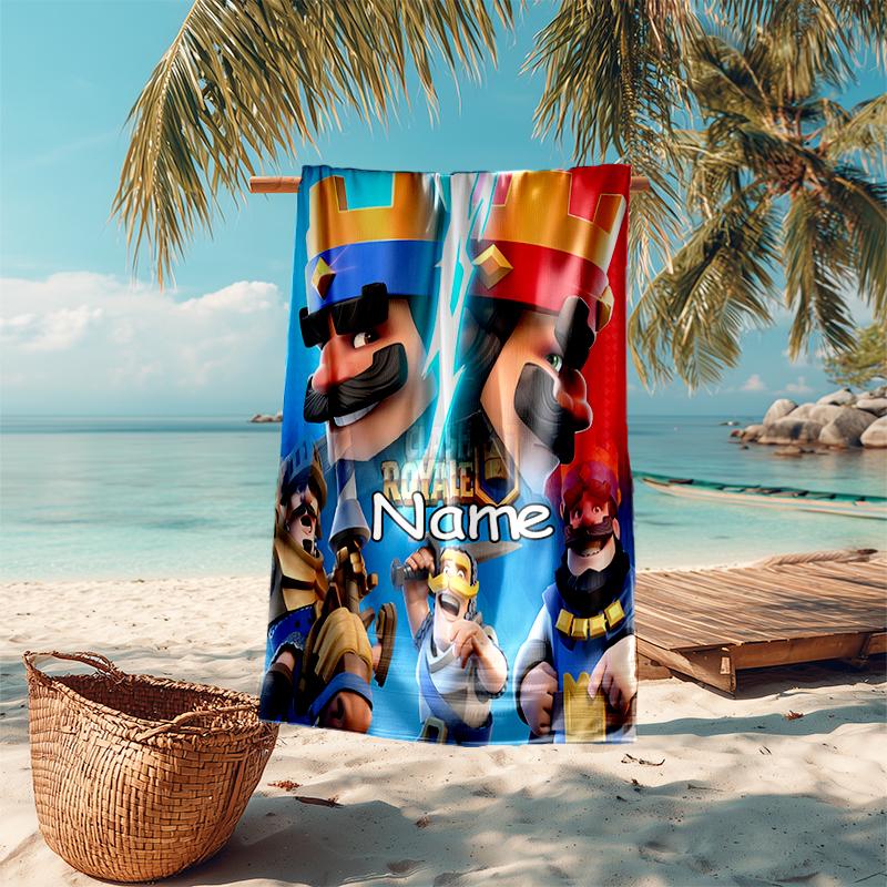 Personalized customized proof beach towel with Clash Royale pattern - soft, absorbent, quick-drying, perfect swimming, camping&bathing