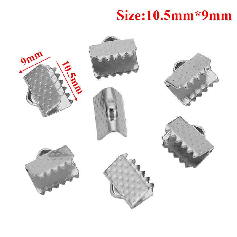 20pcs Crimp Beads Cord End Caps Cove Clasps String Ribbon Leather Clips Foldover Connectors for DIY Jewelry Findings Supplies