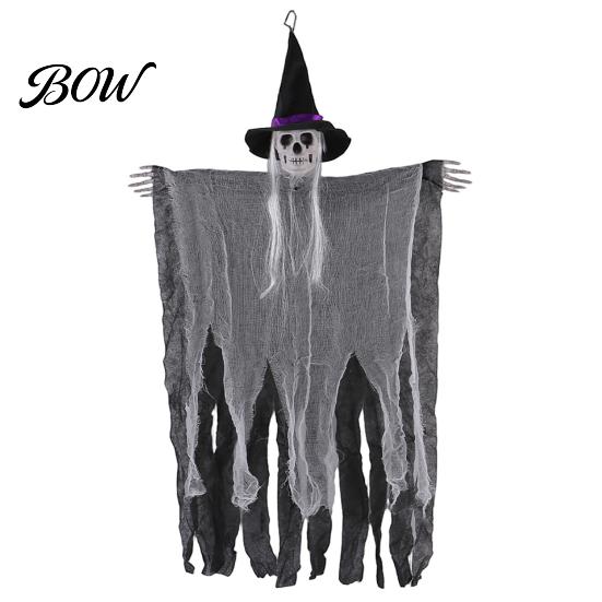 Halloween Corridor Decor 38 Hanging Witch Decoration, Spooky Scary Flying Skeleton Ghost Party Accessory for Outdoor, Indoor Haunted House Porch Yard