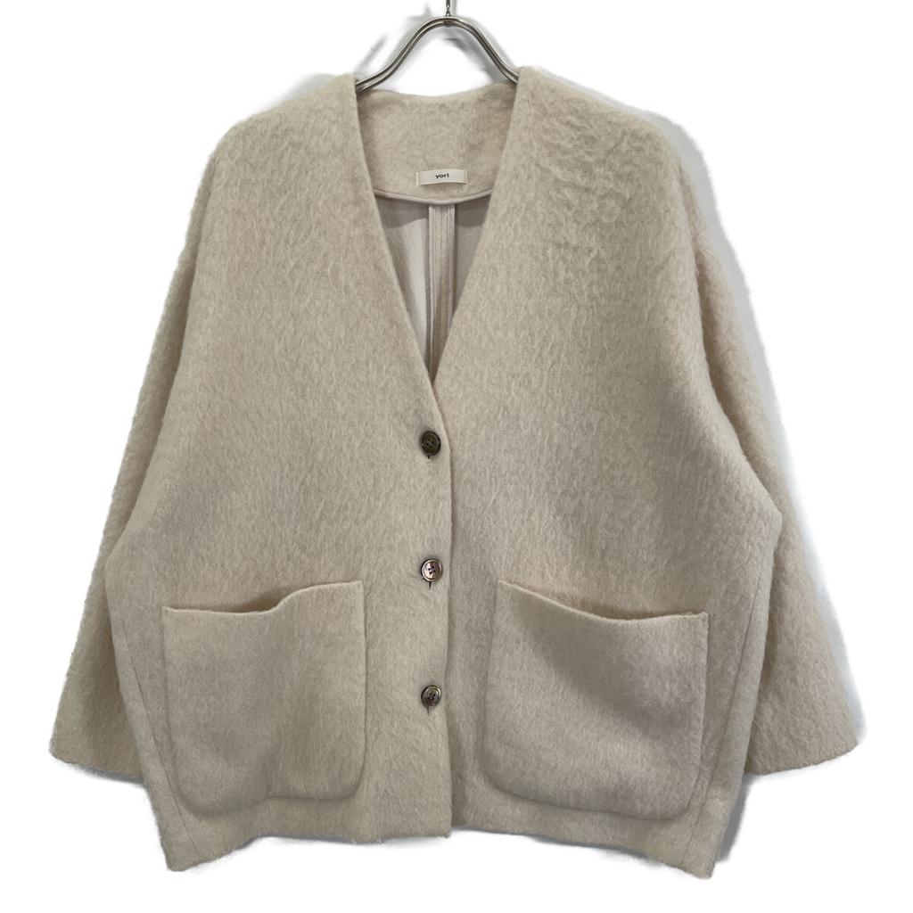 Yori YR2125-098AW-6 Pink Mohair Blend Shaggy Coat Jacket F Off whiteUsed