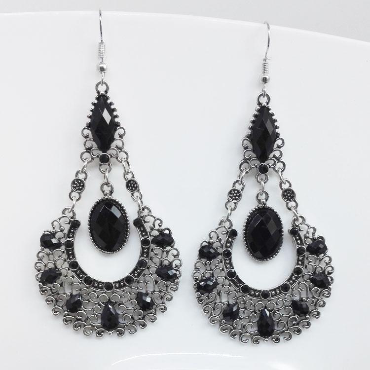 European & American Retro Bohemian Water Drop Earrings - Ethnic Style, Long, Hollow Carved Design