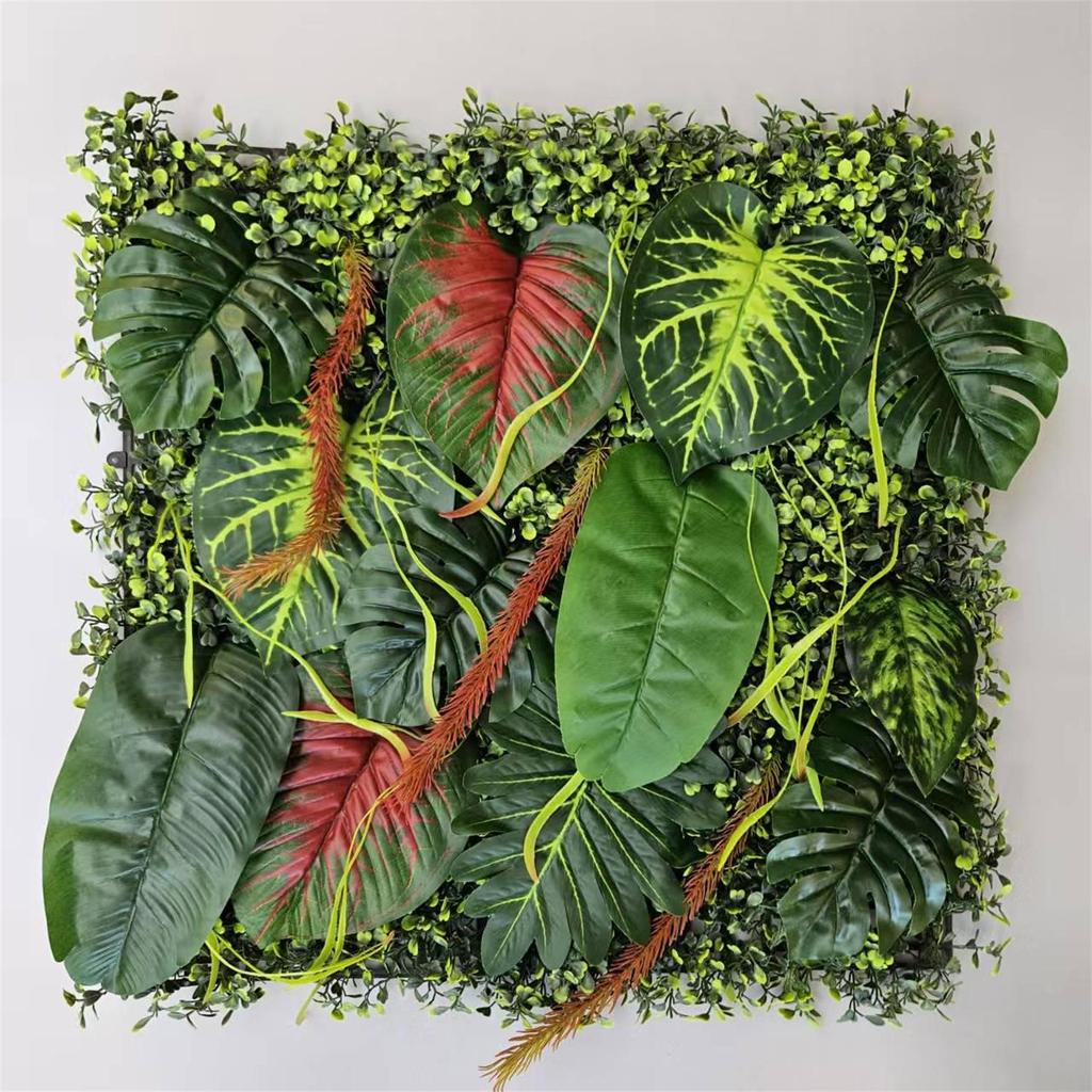 50×50cm Artificial Green Plant Wall - Plastic Vertical Garden, Fake Flower Wall, Synthetic Turf Background