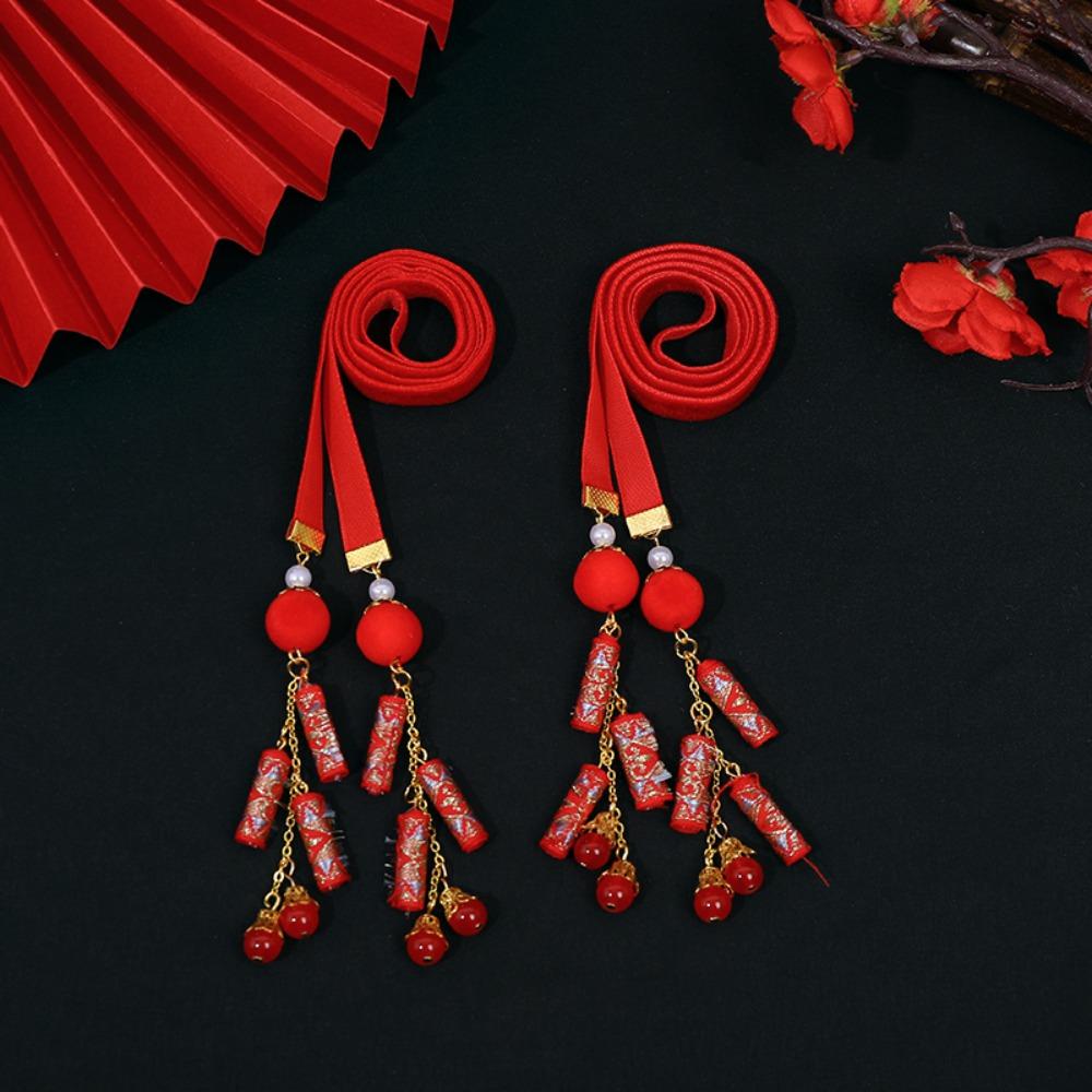 Tassel New Year Hair Rope Butterfly Chinese Long Hairband Sweet Girls Ribbon Head Rope  Festival